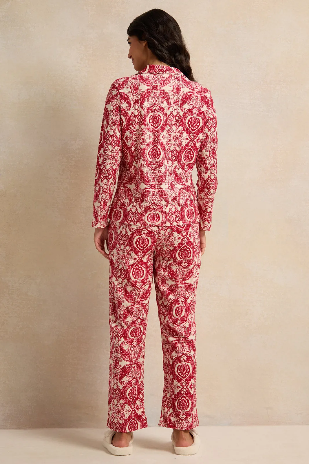 Women Red And White Flannel Table Pyjama Set (2 Piece) sold by Redtag product image thumbnail 4