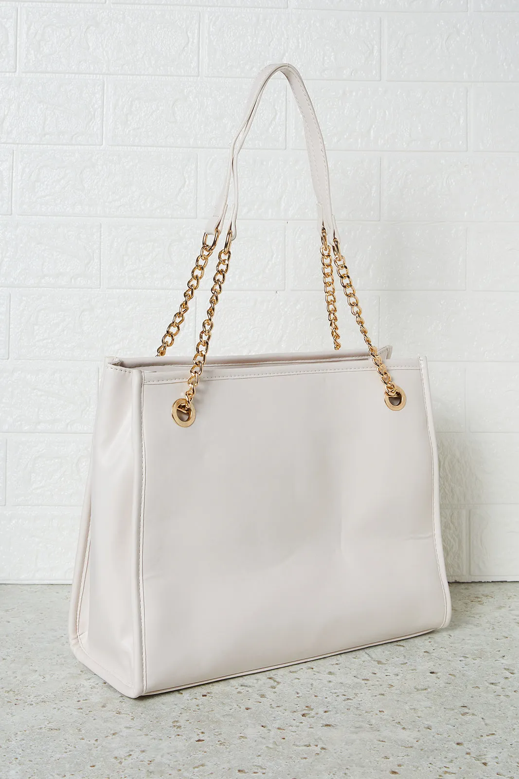 Women Beige Quilted Tote Bag sold by Redtag product image thumbnail 2