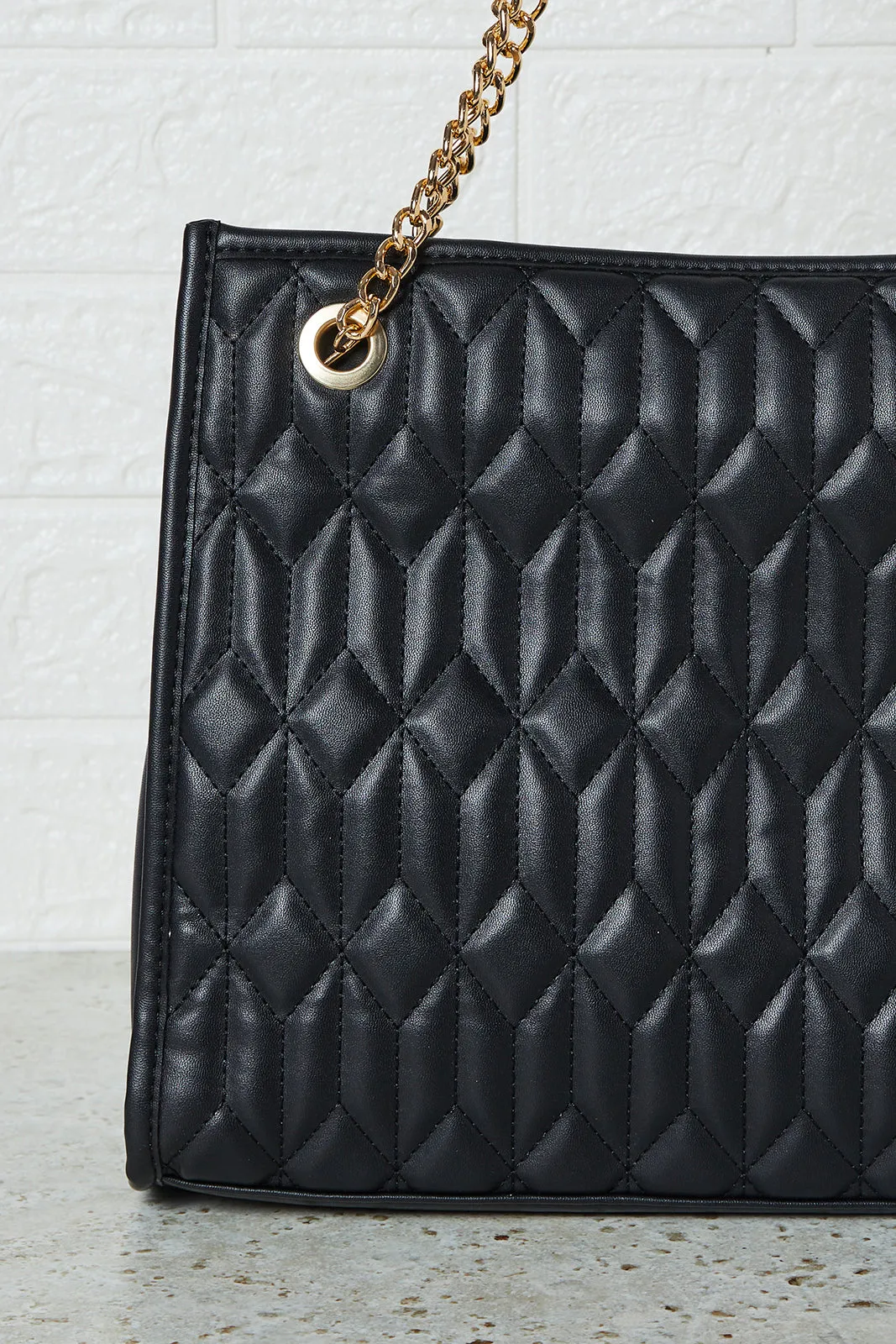 Women Black Quilted Tote Bag sold by Redtag product image thumbnail 3