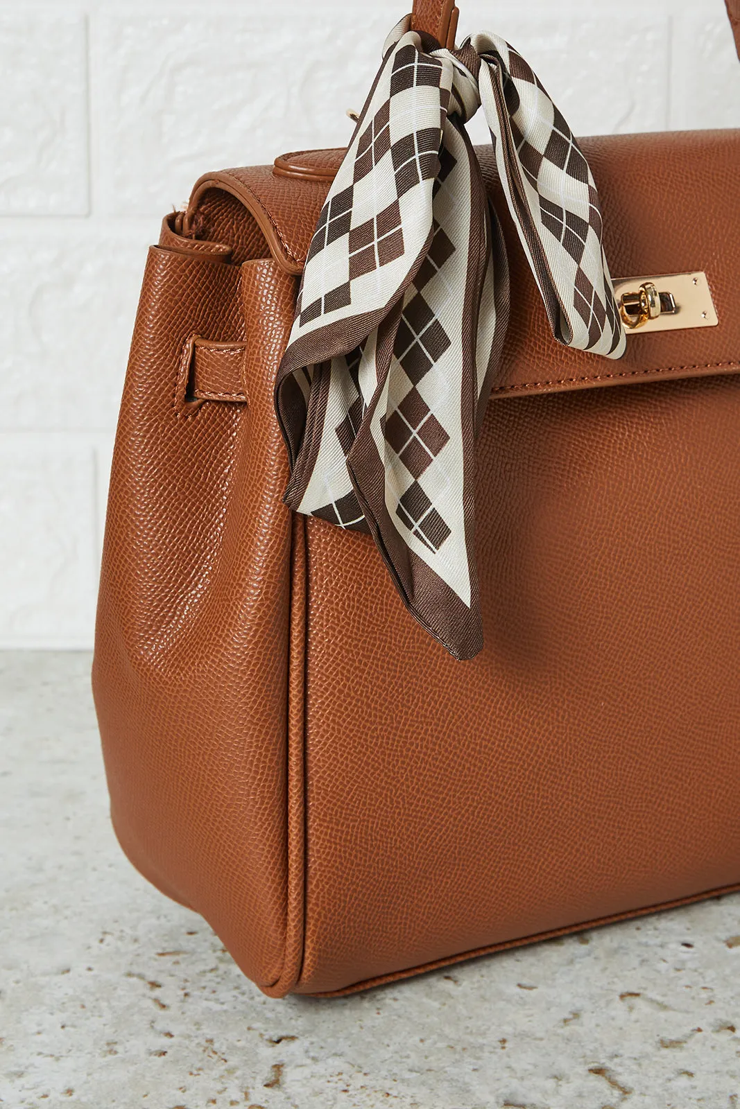 Women Tan Embellished Day Bag With Scarf sold by Redtag product image thumbnail 3