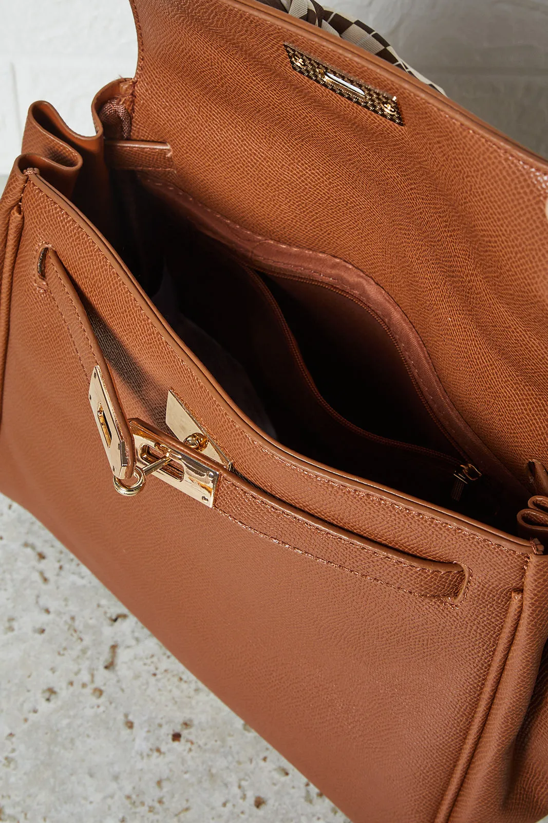 Women Tan Embellished Day Bag With Scarf sold by Redtag product image thumbnail 4