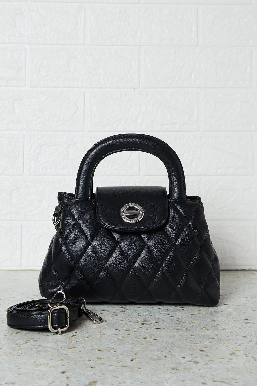 Women Black Quilted Day Bag sold by Redtag