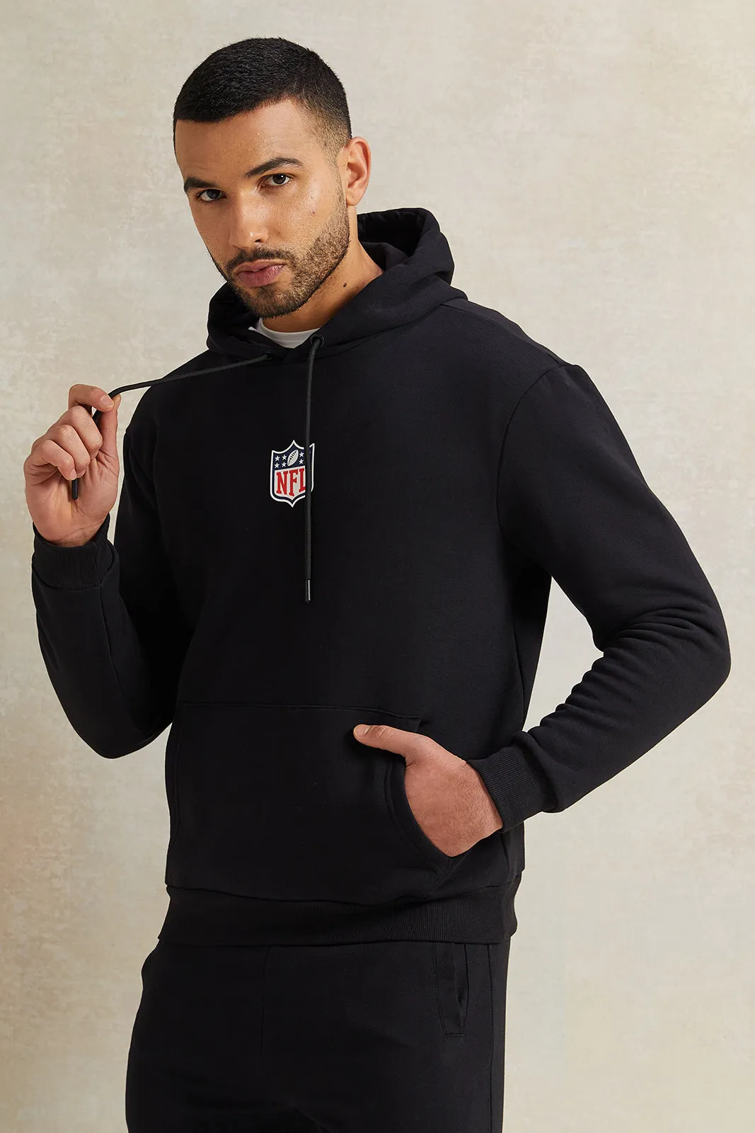 Men Black Hooded Sweatshirt sold by Redtag