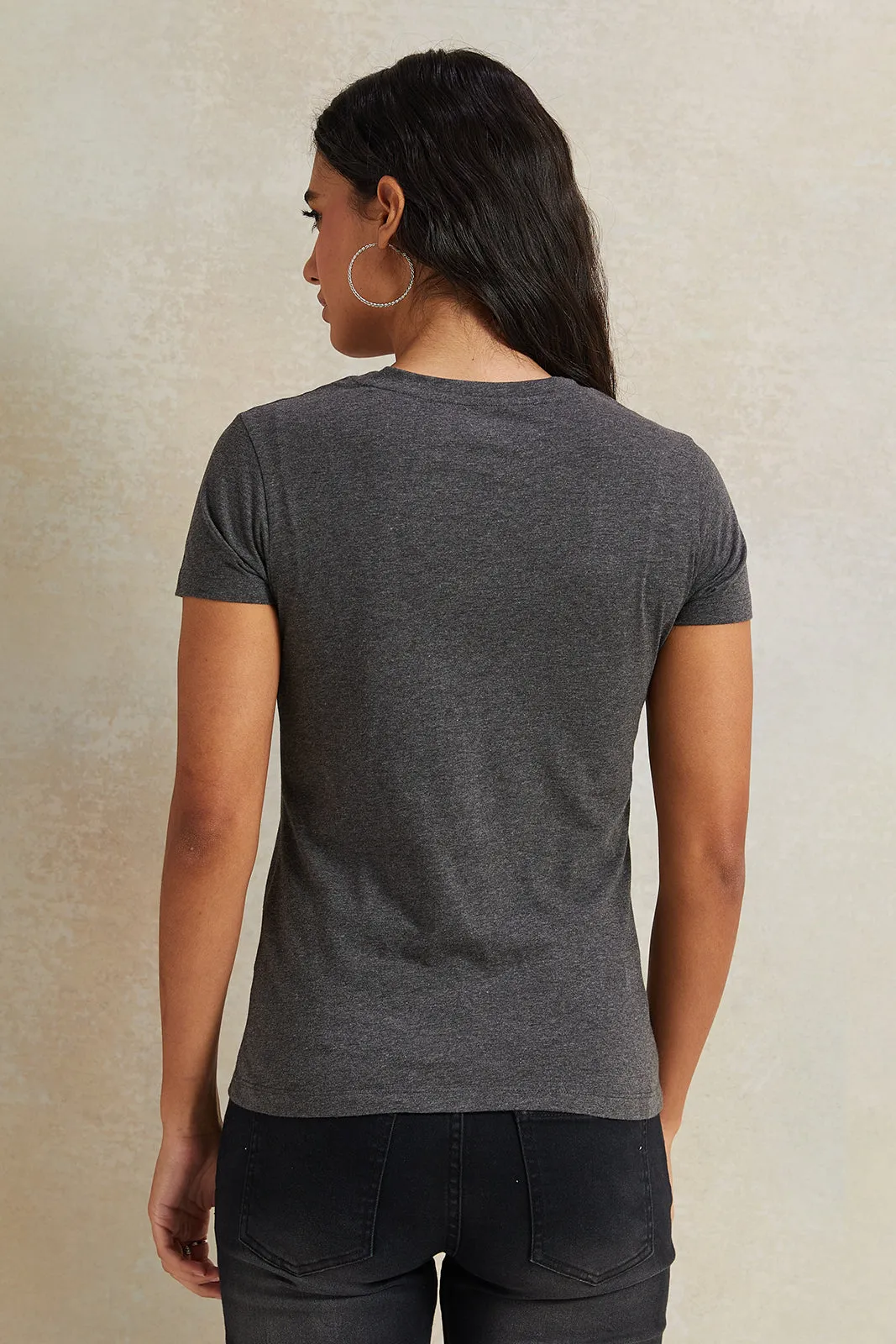 Women Charcoal Floral Printed T-Shirt sold by Redtag product image thumbnail 3