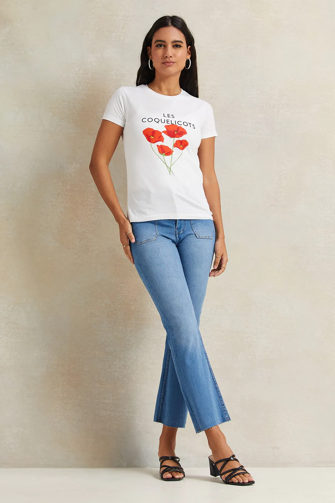 Women Ivory Floral Printed T-Shirt sold by Redtag product image thumbnail 2