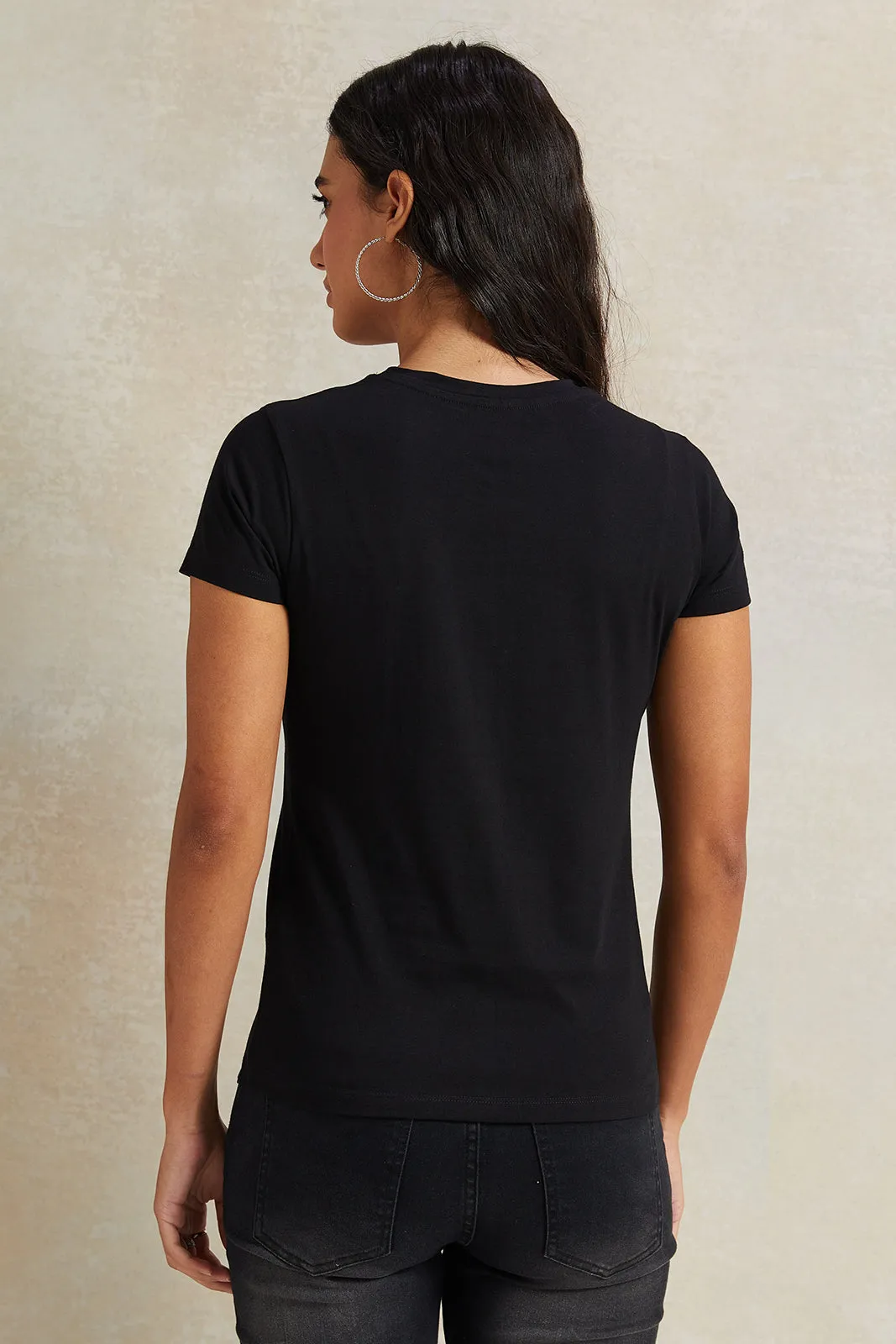 Women Black Floral Printed T-Shirt sold by Redtag product image thumbnail 3