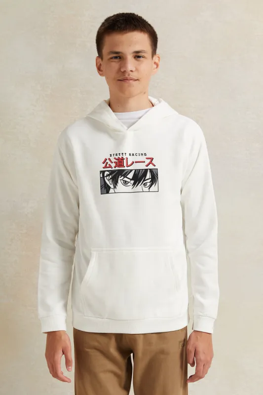 Senior Boys Ivory Kangaroo Pocket Oversize Sweatshirt sold by Redtag