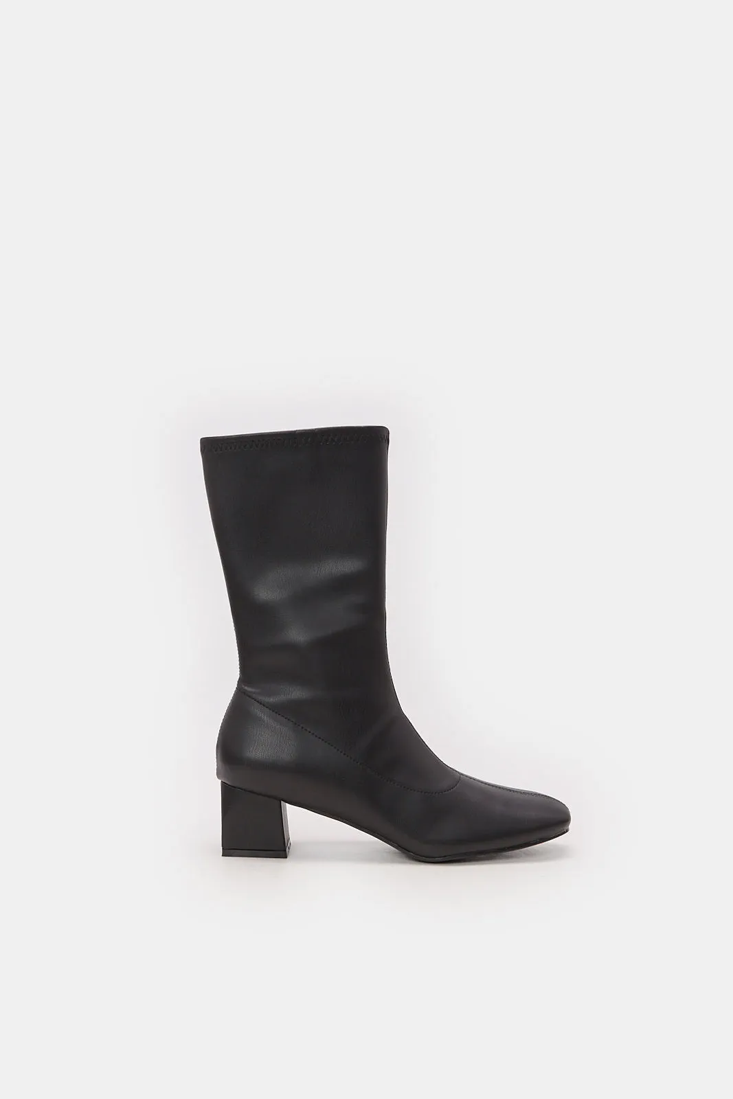 Women Black Stretch Boot sold by Redtag