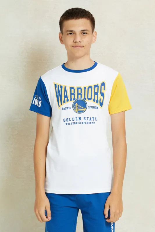 Senior Boys White Printed T-Shirt sold by Redtag