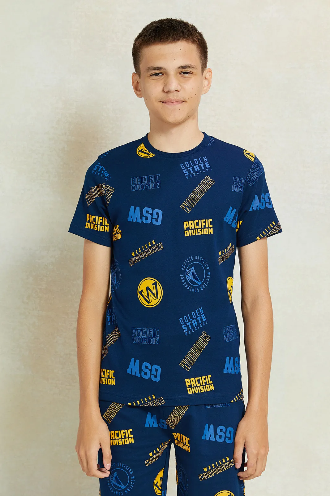 Senior Boys Navy Printed T-Shirt sold by Redtag