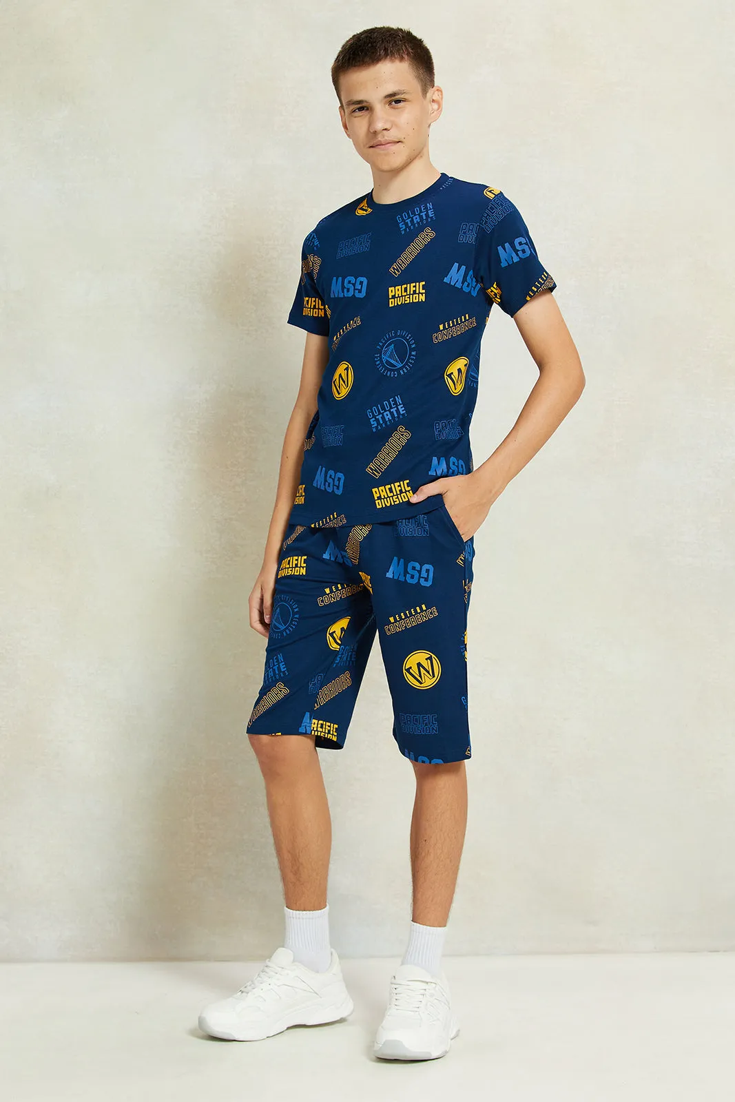 Senior Boys Navy Printed T-Shirt sold by Redtag product image thumbnail 2