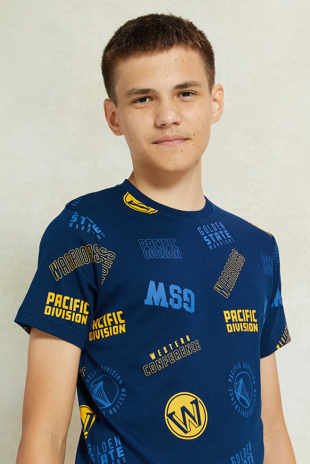 Senior Boys Navy Printed T-Shirt sold by Redtag product image thumbnail 4