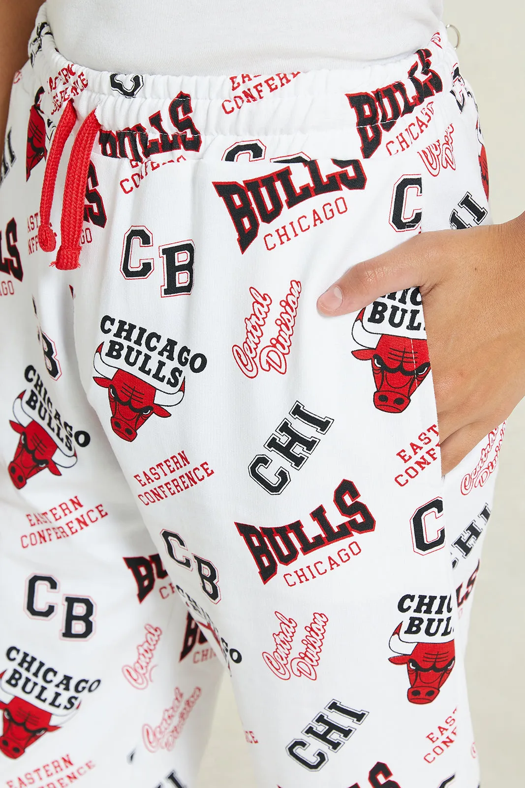 Senior Boys White Chicago Bulls Printed Active Shorts sold by Redtag product image thumbnail 4