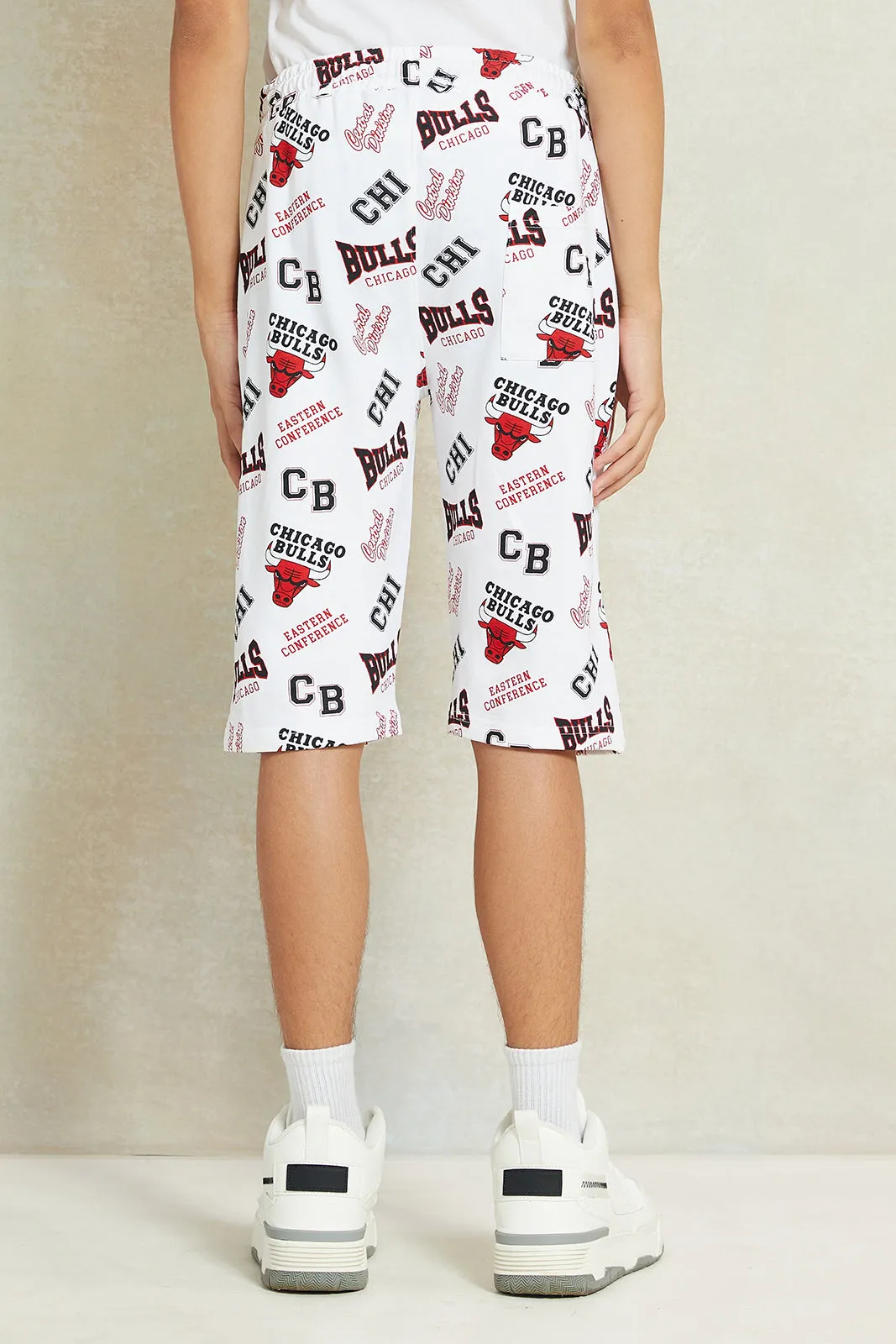 Senior Boys White Chicago Bulls Printed Active Shorts sold by Redtag product image thumbnail 3