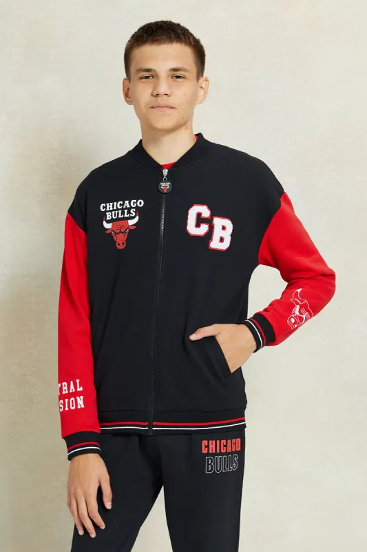 Senior Boys Black Chicago Bulls Printed Sweatshirt sold by Redtag
