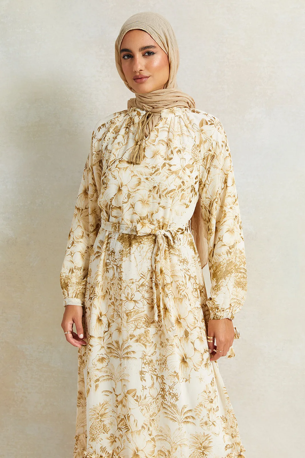 Women Cream Printed Maxi Dress sold by Redtag product image thumbnail 2