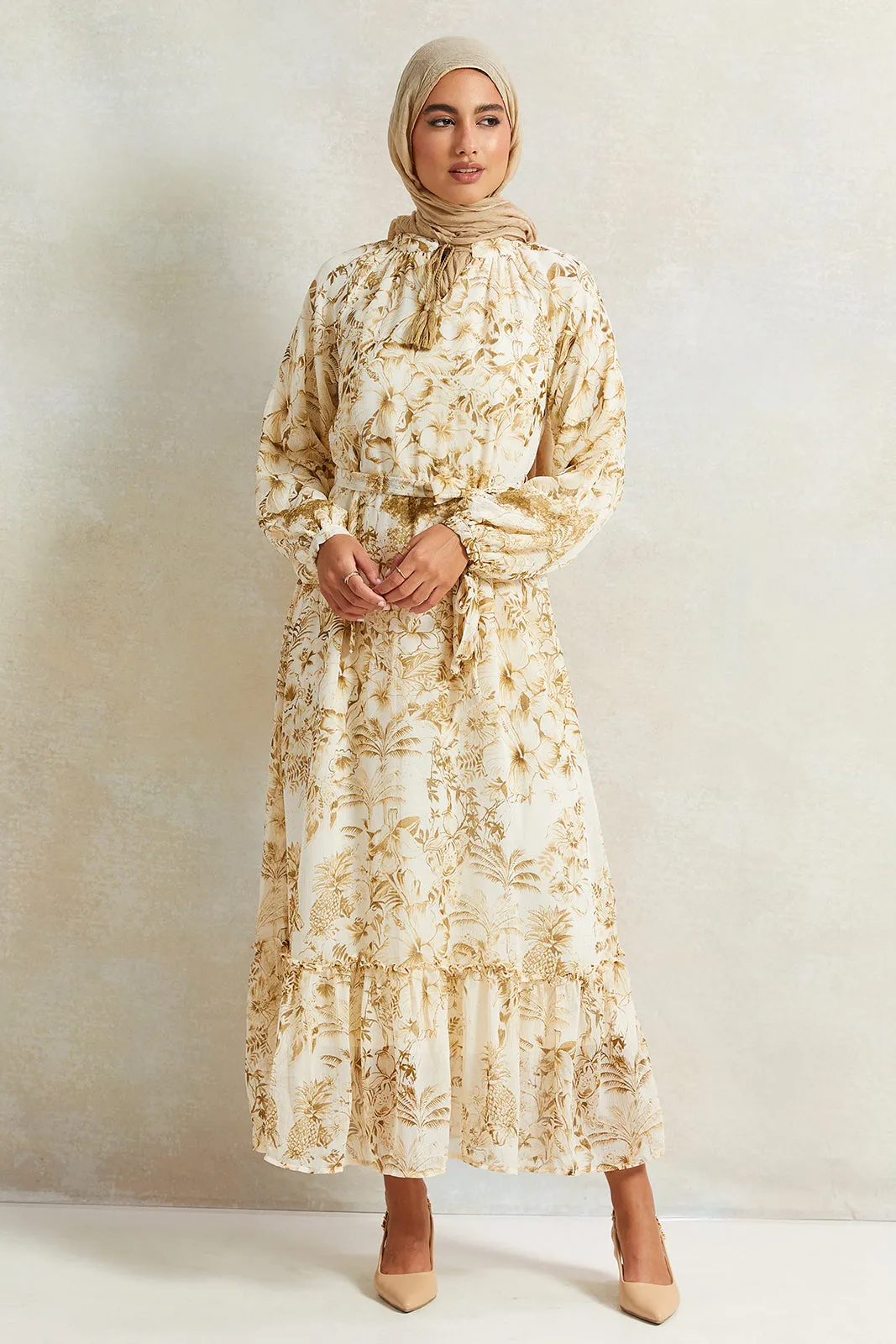 Women Cream Printed Maxi Dress sold by Redtag product image thumbnail 4