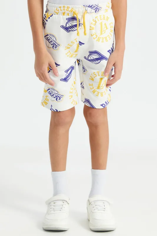 Boys Cream Nba Lakers Active Shorts sold by Redtag