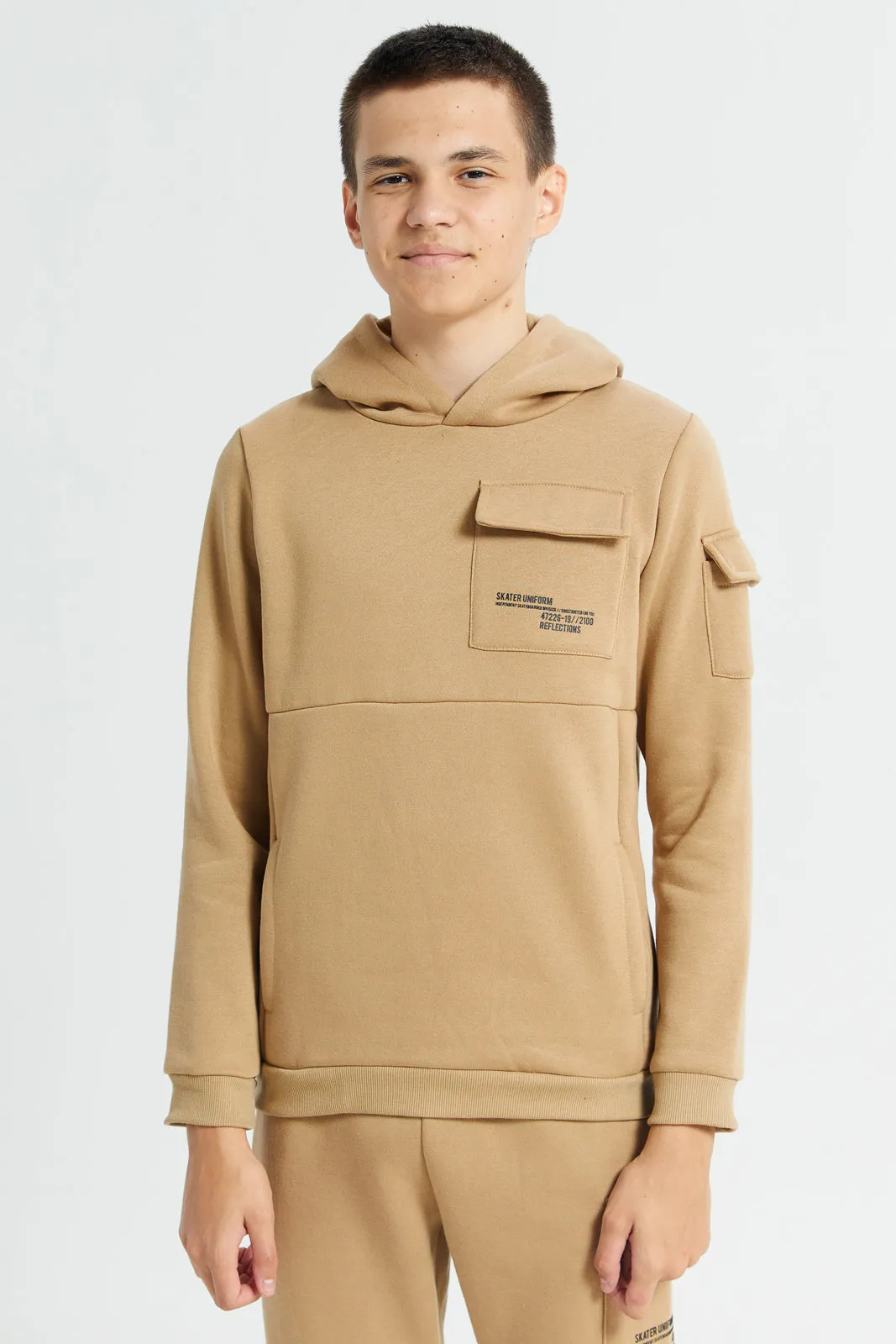 Senior Boys Beige Cargo Pocket Jogger Set (2 Piece) sold by Redtag product image thumbnail 2