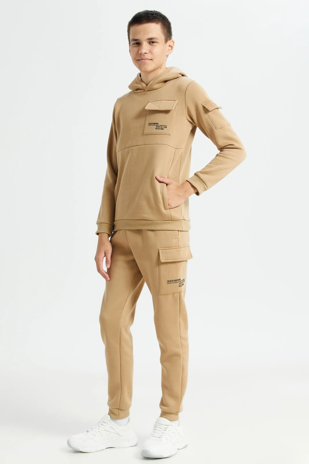 Senior Boys Beige Cargo Pocket Jogger Set (2 Piece) sold by Redtag