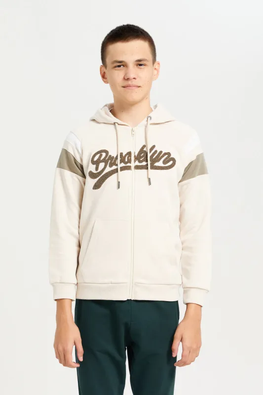 Senior Boys Beige Embroidered Sweatshirt sold by Redtag