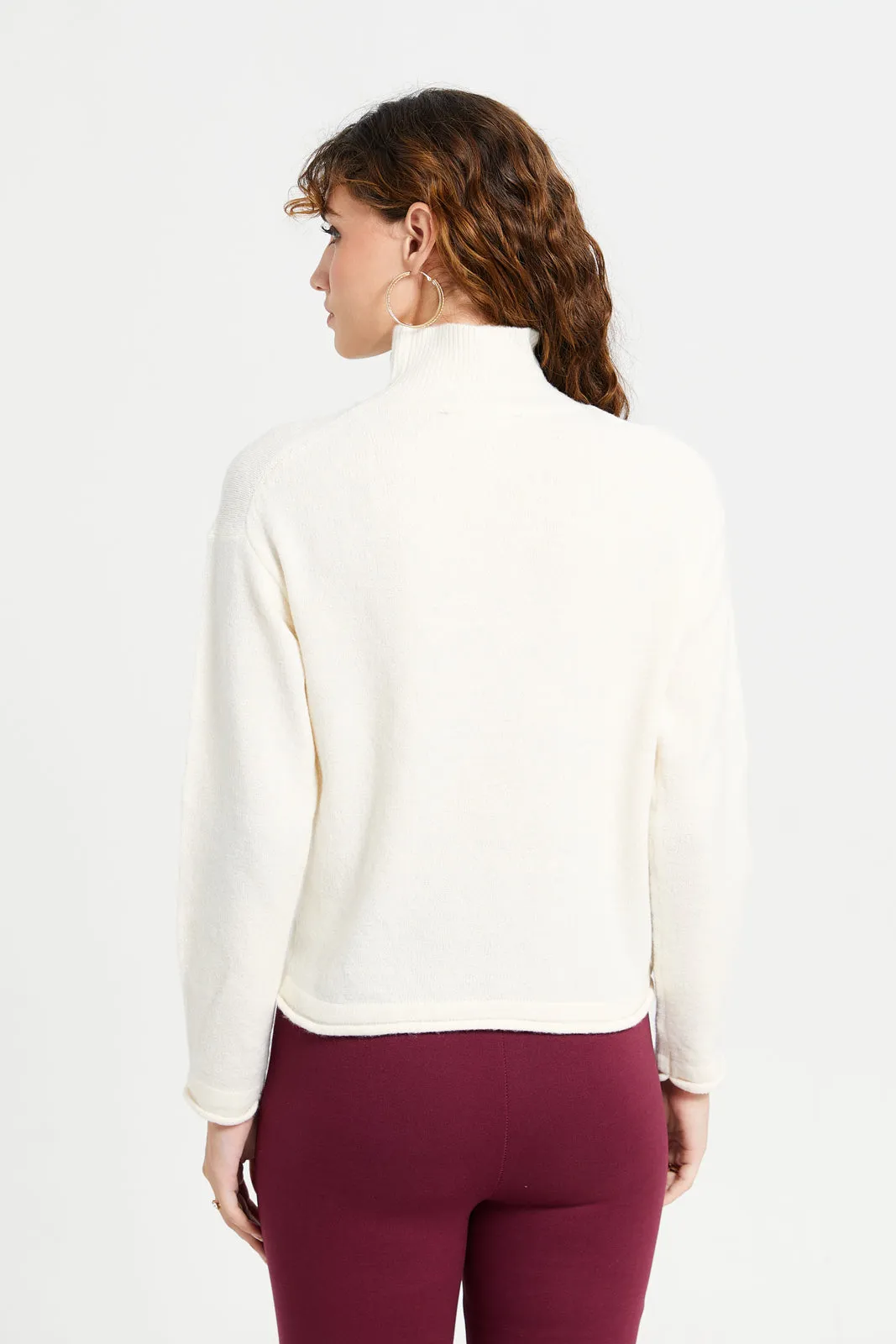Women Ivory High Neck Pullover sold by Redtag product image thumbnail 3