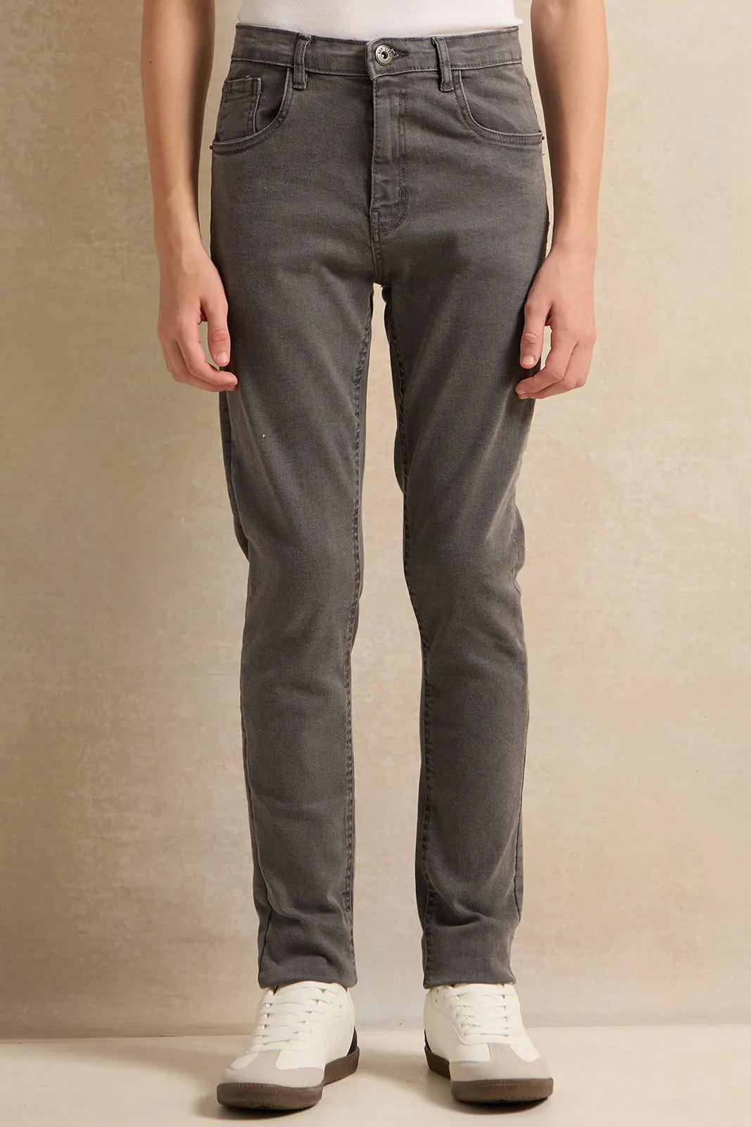 Senior Boys Grey Solid Jeans sold by Redtag