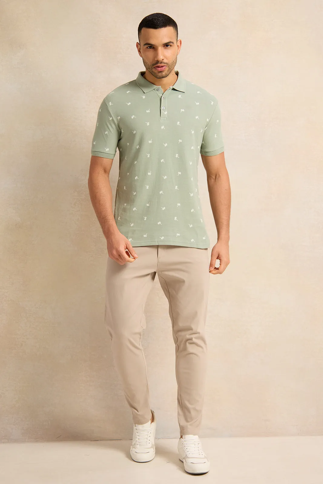 Men Green All Over Print Polo Shirt sold by Redtag product image thumbnail 2