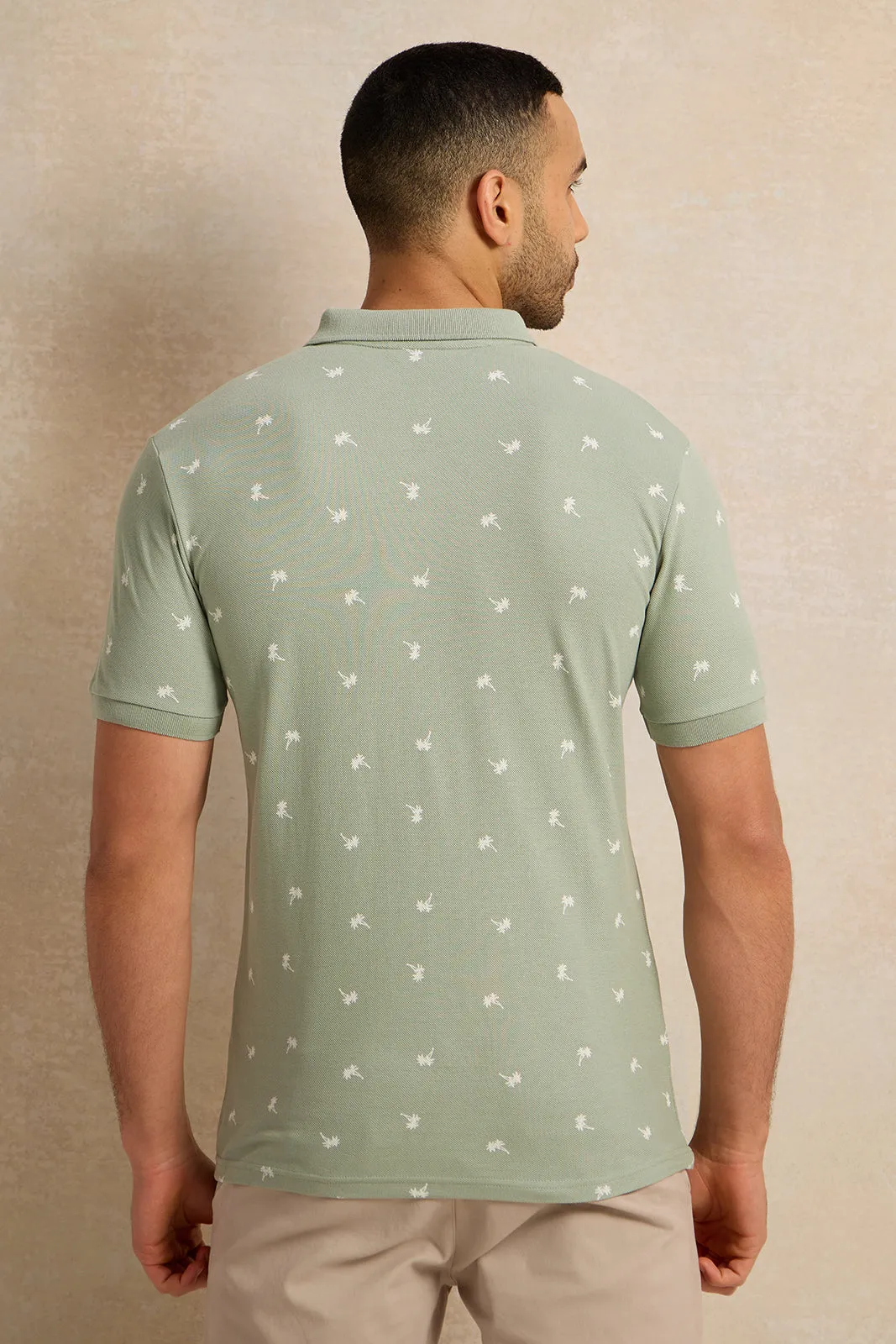 Men Green All Over Print Polo Shirt sold by Redtag product image thumbnail 3