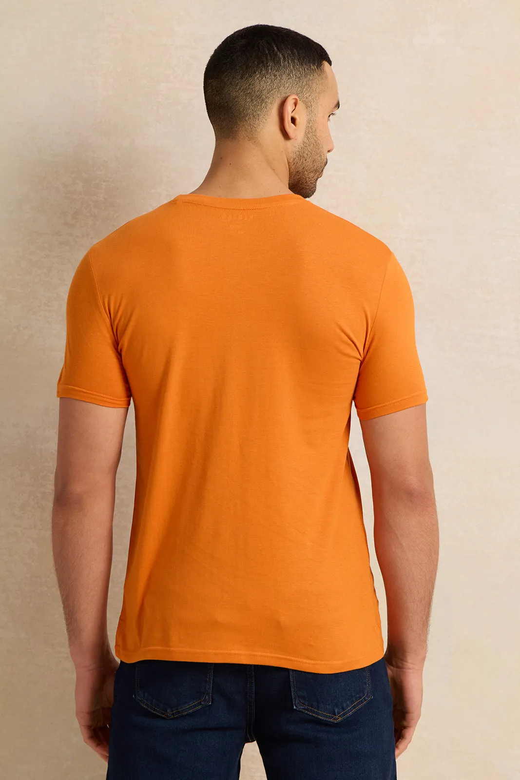 Men Orange Graphic T-Shirt sold by Redtag product image thumbnail 3