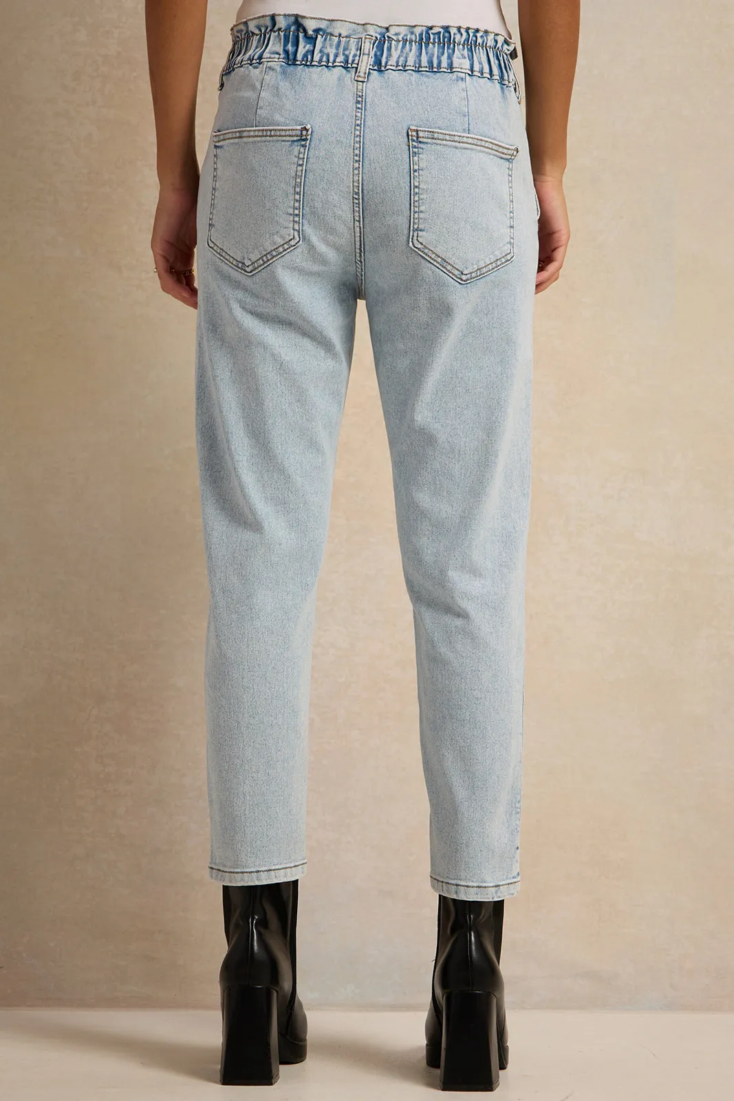 Women Blue Solid Paper Bag Jeans sold by Redtag product image thumbnail 3