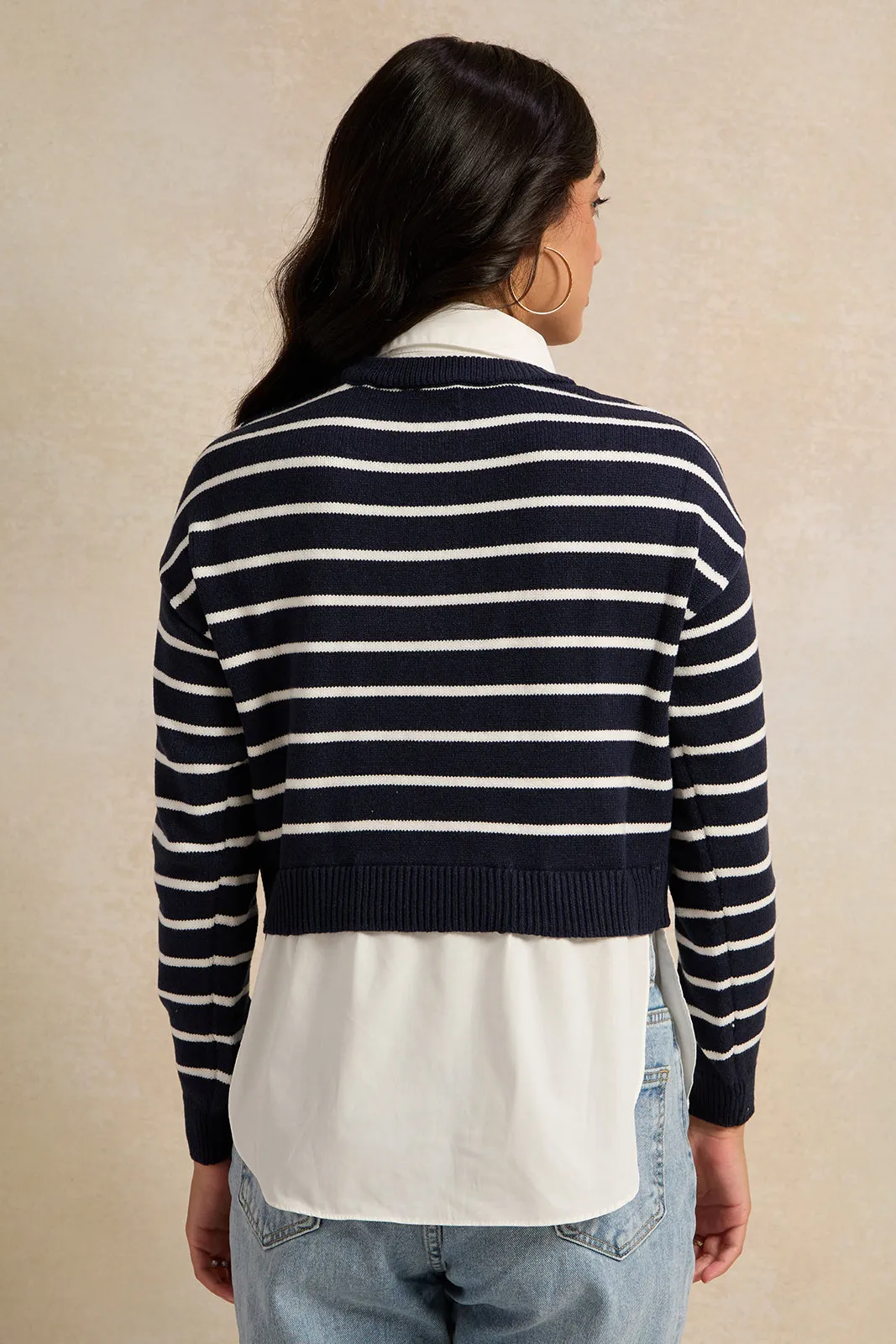 Women Black And White Striped With Solid Woven Twofer sold by Redtag product image thumbnail 3