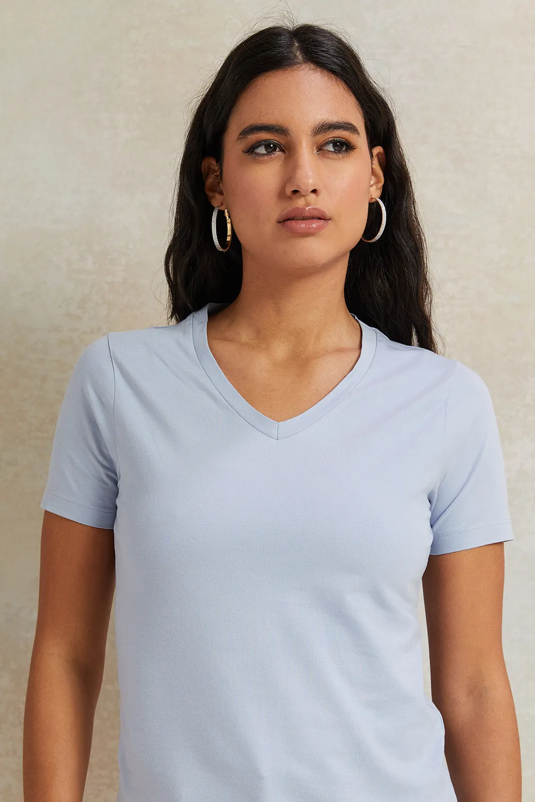 Women Blue Short Sleeve Basic T-Shirt sold by Redtag product image thumbnail 4