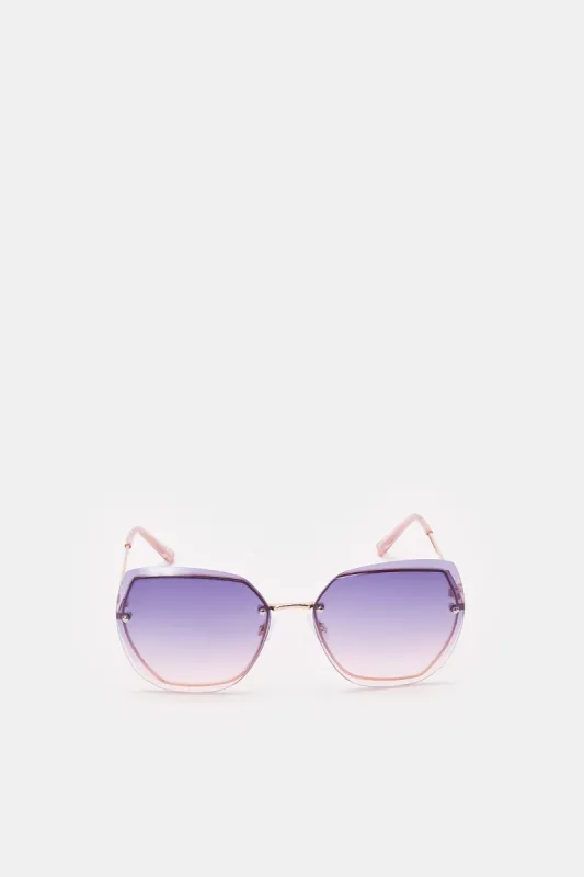 Women Gold Hexagonal Sunglasses sold by Redtag