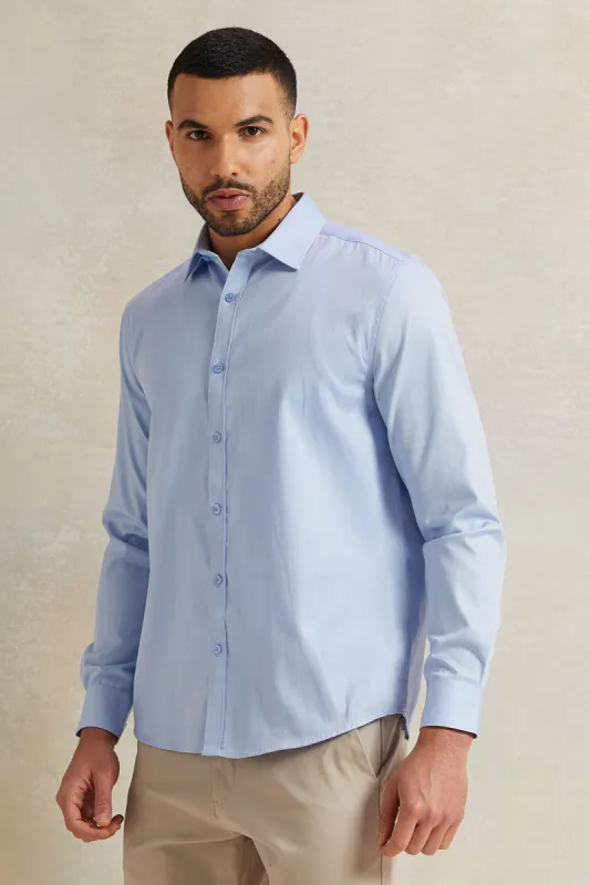 Men Blue Stand-Up Pack Shirt sold by Redtag