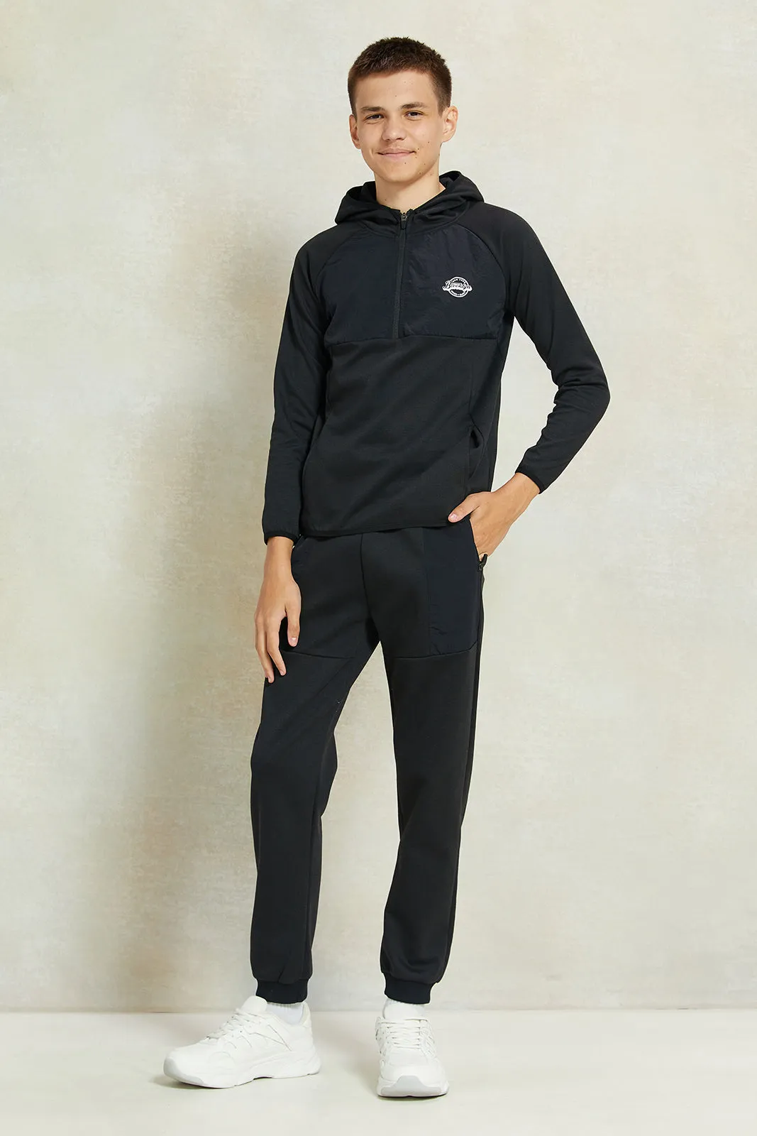 Senior Boys Black Zip Through Hooded Jog Set (2 Piece) sold by Redtag