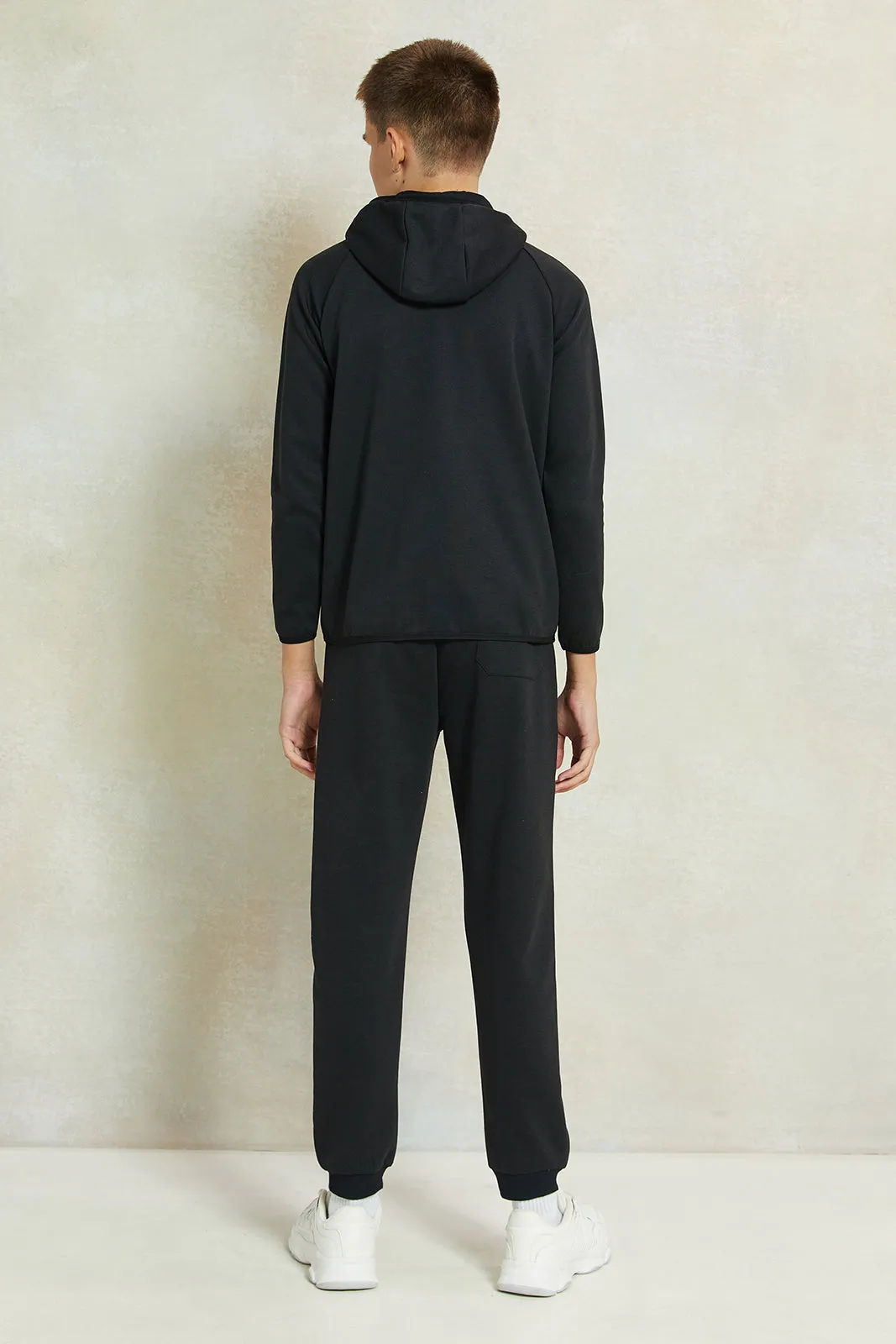 Senior Boys Black Zip Through Hooded Jog Set (2 Piece) sold by Redtag product image thumbnail 4