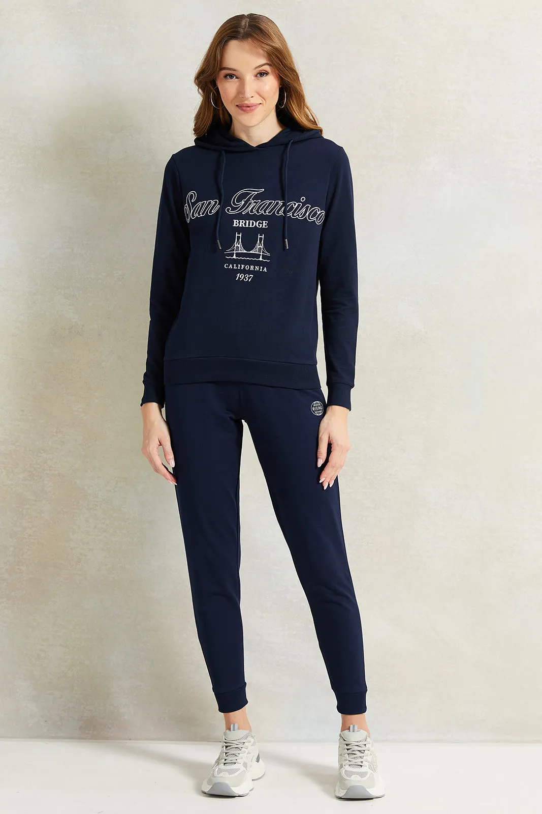 Women Navy Print Hooded Sweatshirt sold by Redtag product image thumbnail 2