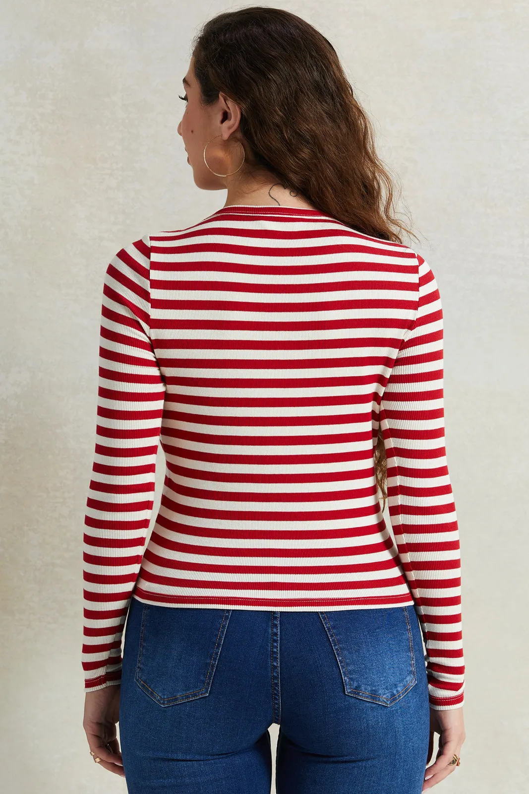 Women Red And Ivory Long Sleeved T-Shirt sold by Redtag product image thumbnail 3