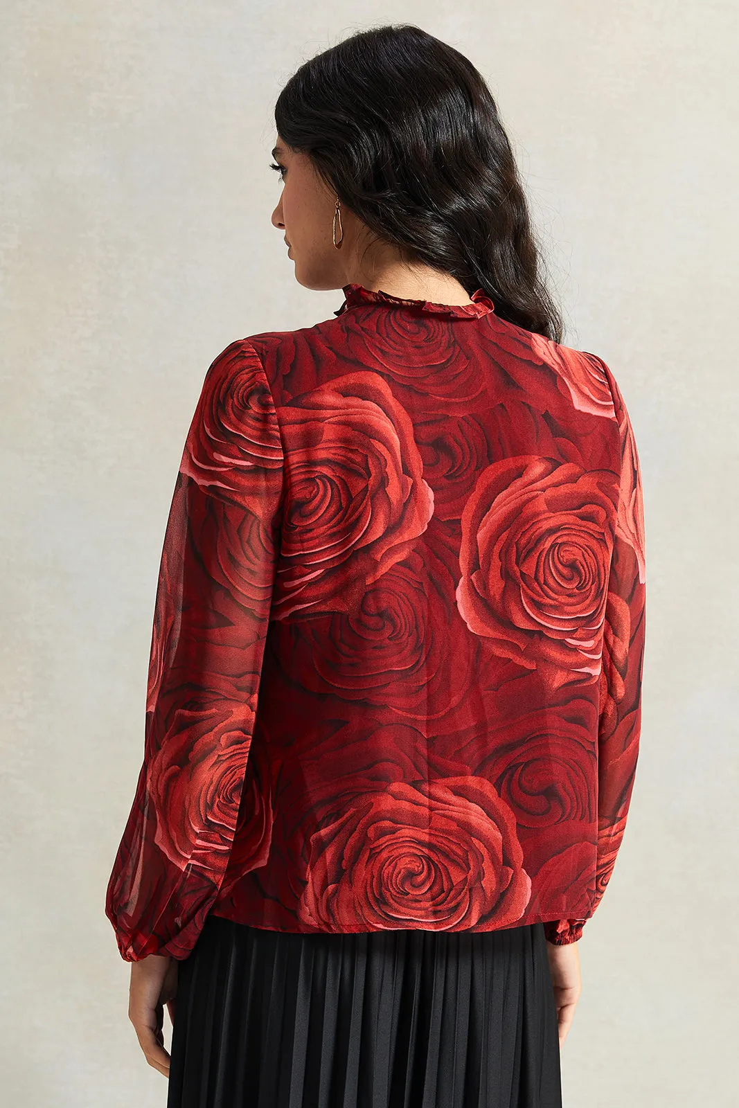 Women Red Rose Floral Blouse sold by Redtag product image thumbnail 3