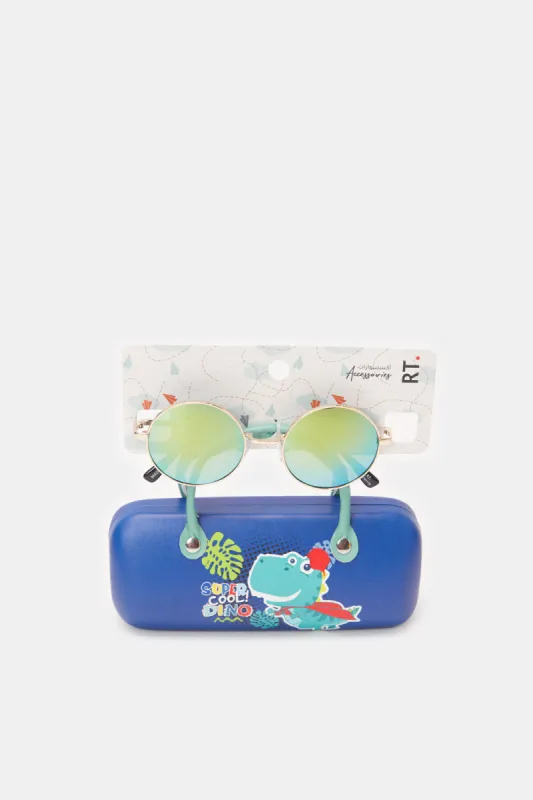 Boys Blue Round Sunglasses With Printed Case sold by Redtag