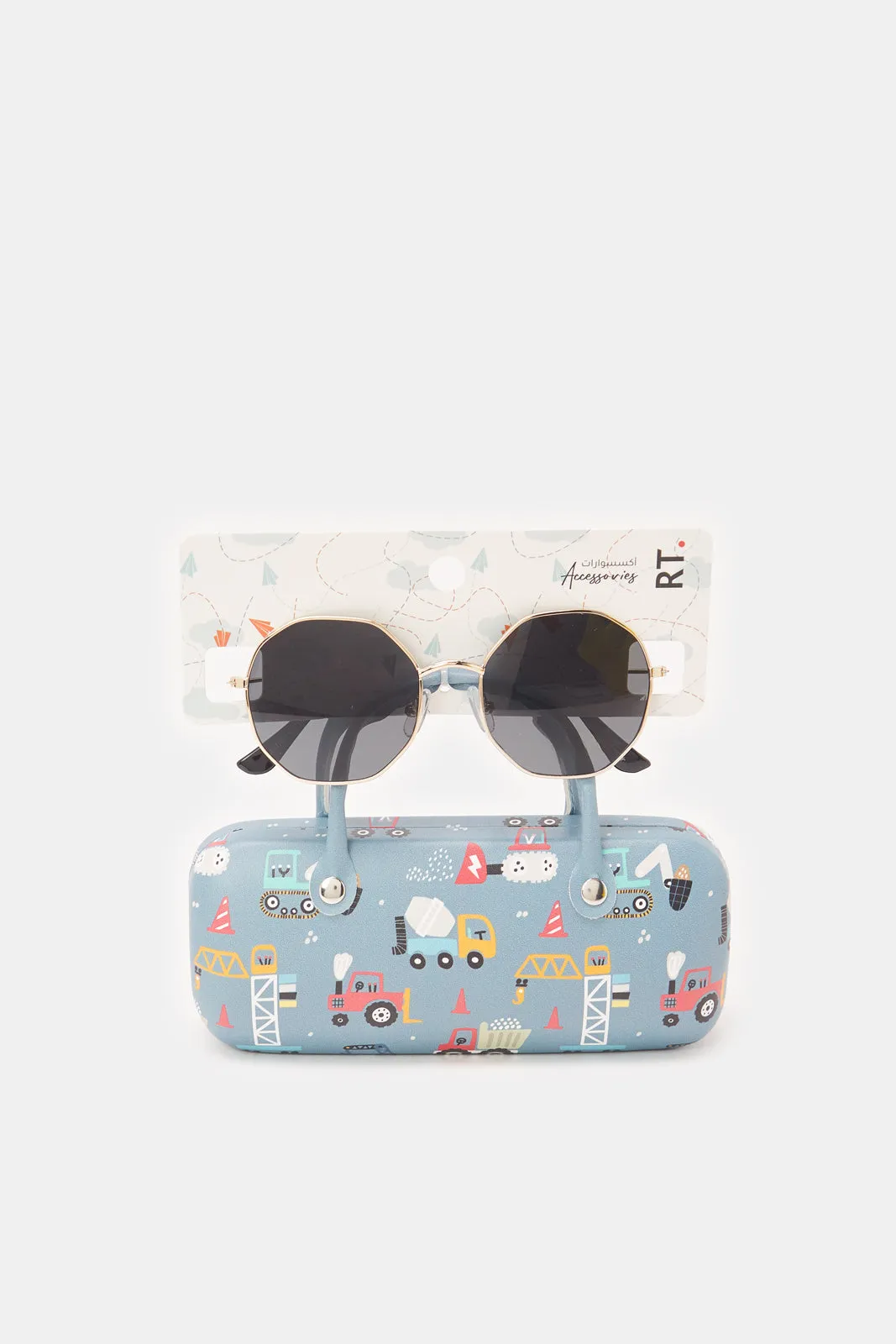 Boys Black Round Sunglasses With Printed Case sold by Redtag