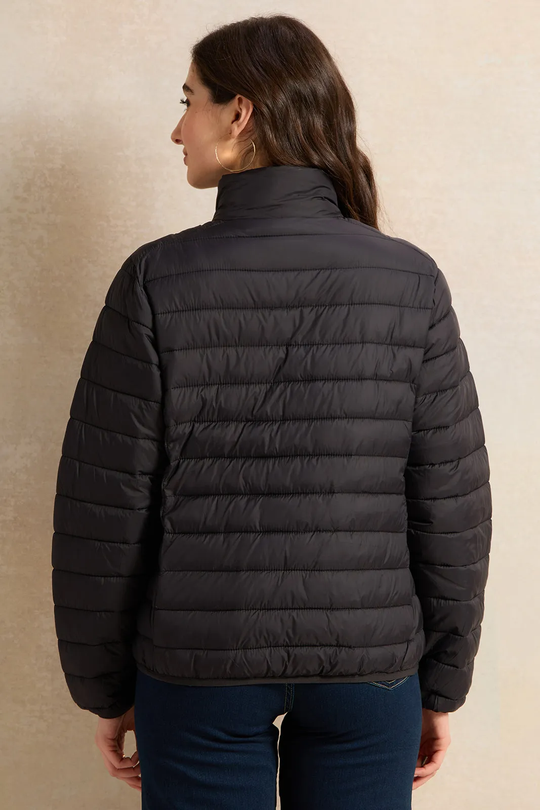 Women Black Textured Jacket sold by Redtag product image thumbnail 3