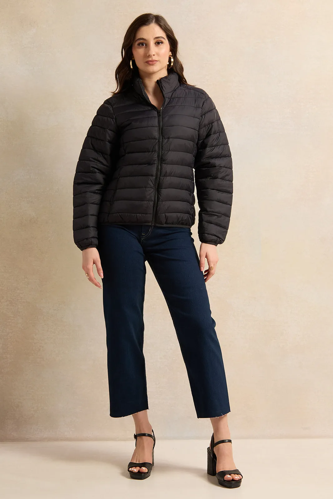 Women Black Textured Jacket sold by Redtag product image thumbnail 2