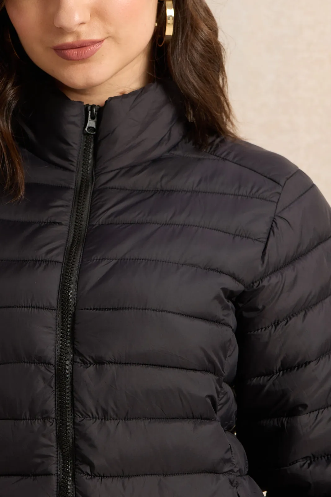 Women Black Textured Jacket sold by Redtag product image thumbnail 4