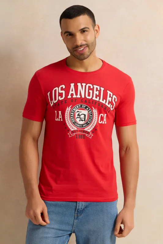 Men Red Graphic T-Shirt sold by Redtag