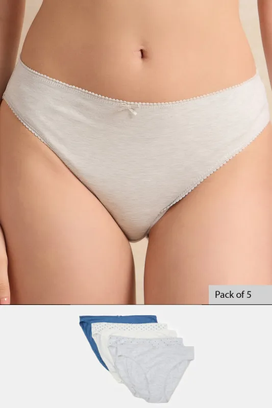 Women Assorted Plain And Print Hi-Leg Brief (Pack of 5) sold by Redtag