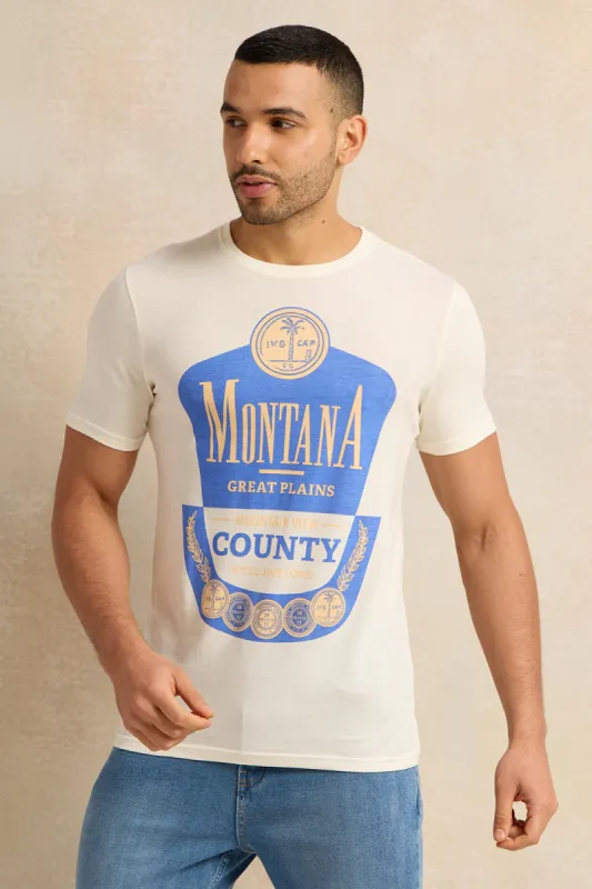 Men Ivory Graphic T-Shirt sold by Redtag