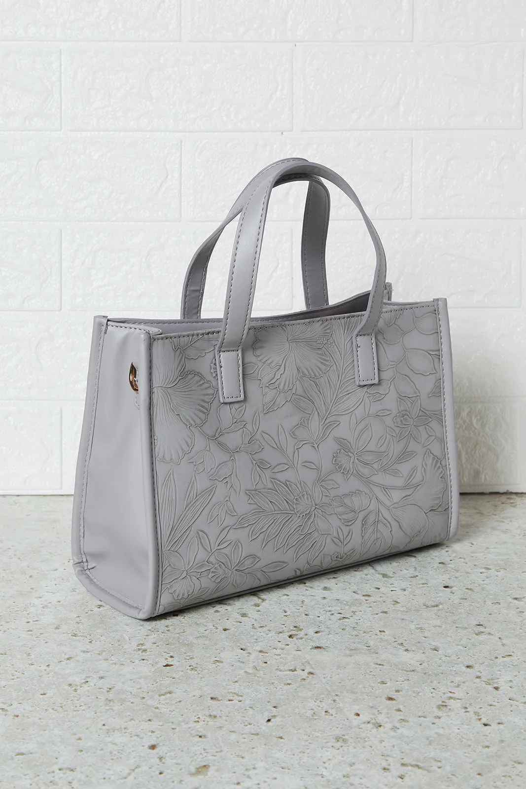 Women Grey Embossed Messenger Bag sold by Redtag product image thumbnail 2