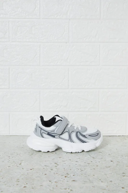 Boys White And Grey Textured Trainers sold by Redtag